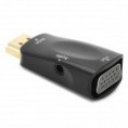 HDMI macho a VGA hembra + Audio Jack Adapter - Negro + Oro